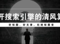 黑帽SEO排名:清風算法主要打擊那些網站